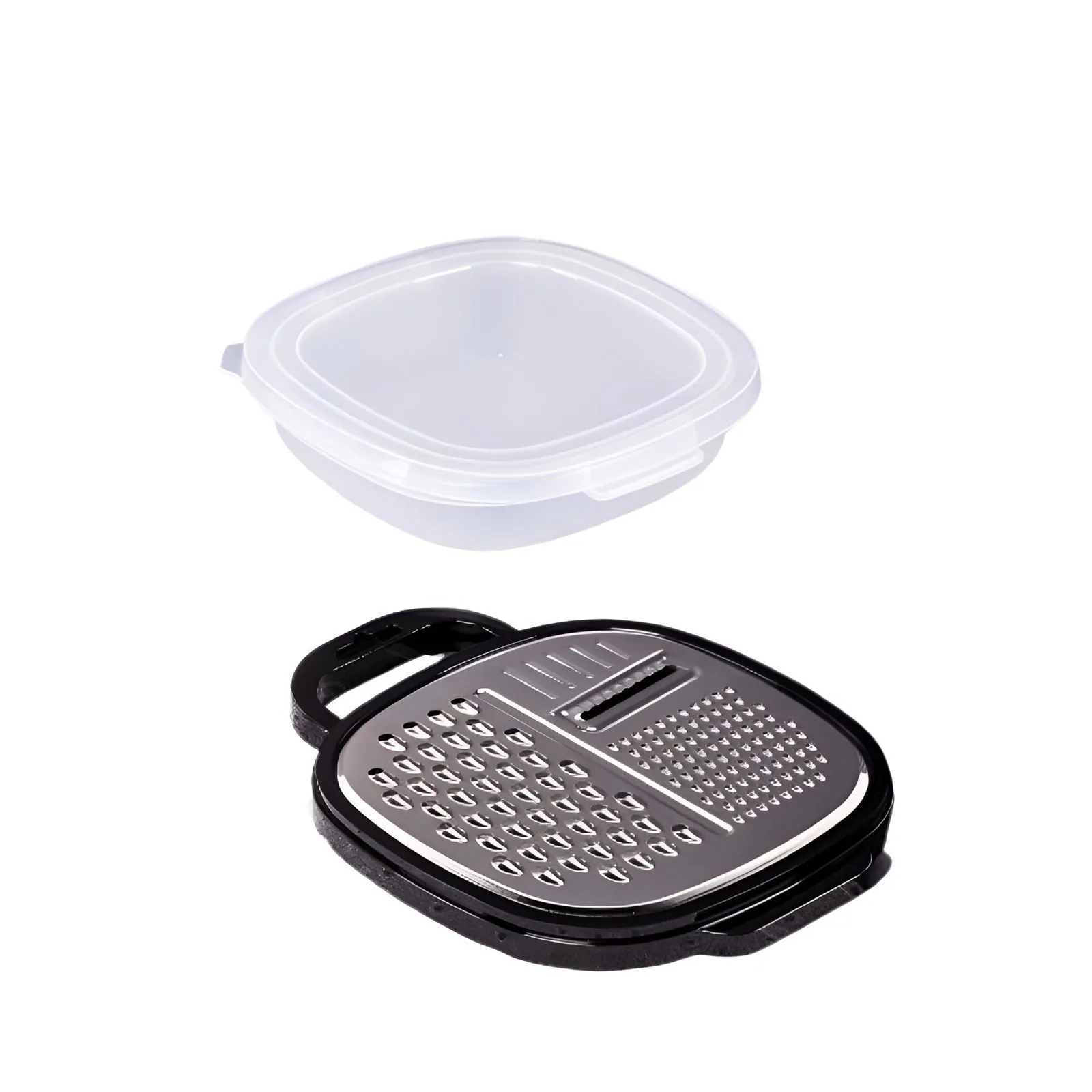 Ralador Quadrado com Pote Coletor Inox - Preto