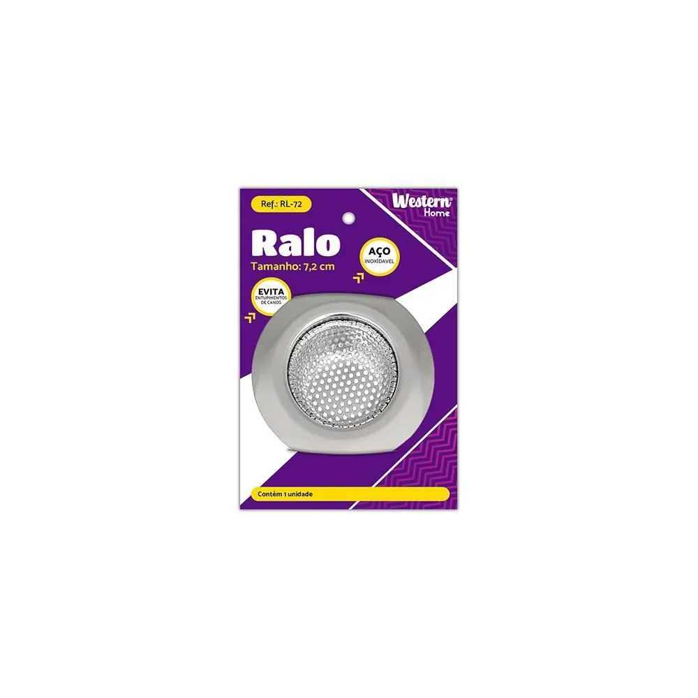 Ralo para Pia Western Home 72 Mm - Inox