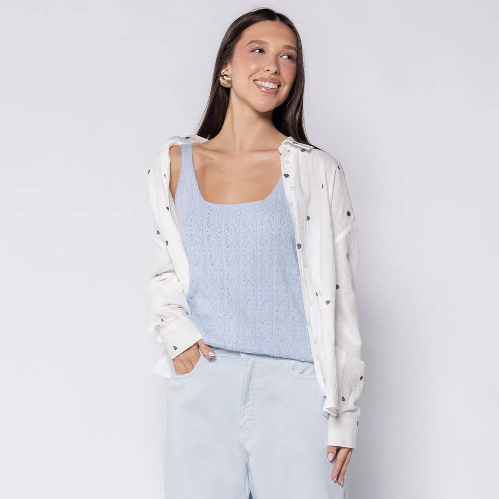 Regata Feminina em Tricot Patricia Foster Azul