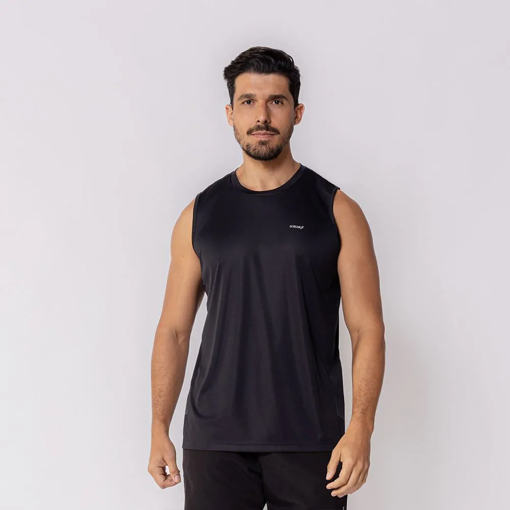 Regata Masculina Dry Fit com Estampa Scream Preto