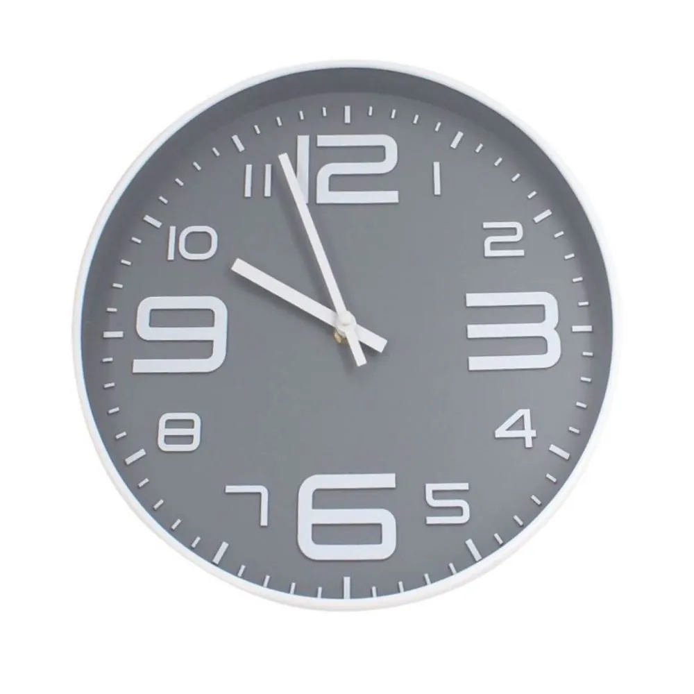 Relógio de Parede Branco e Cinza - 30cm