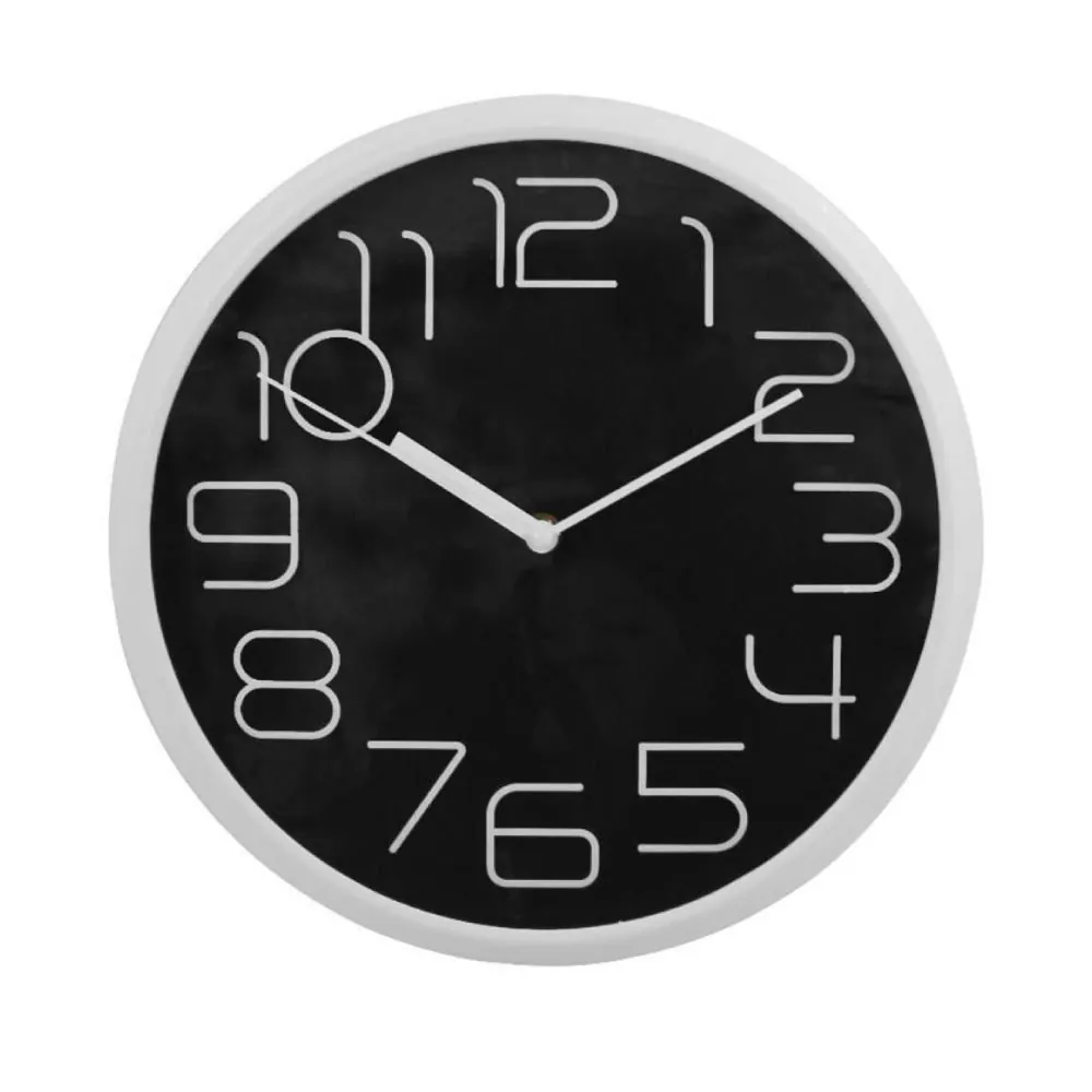 Relógio de Parede Branco e Preto - 30cm