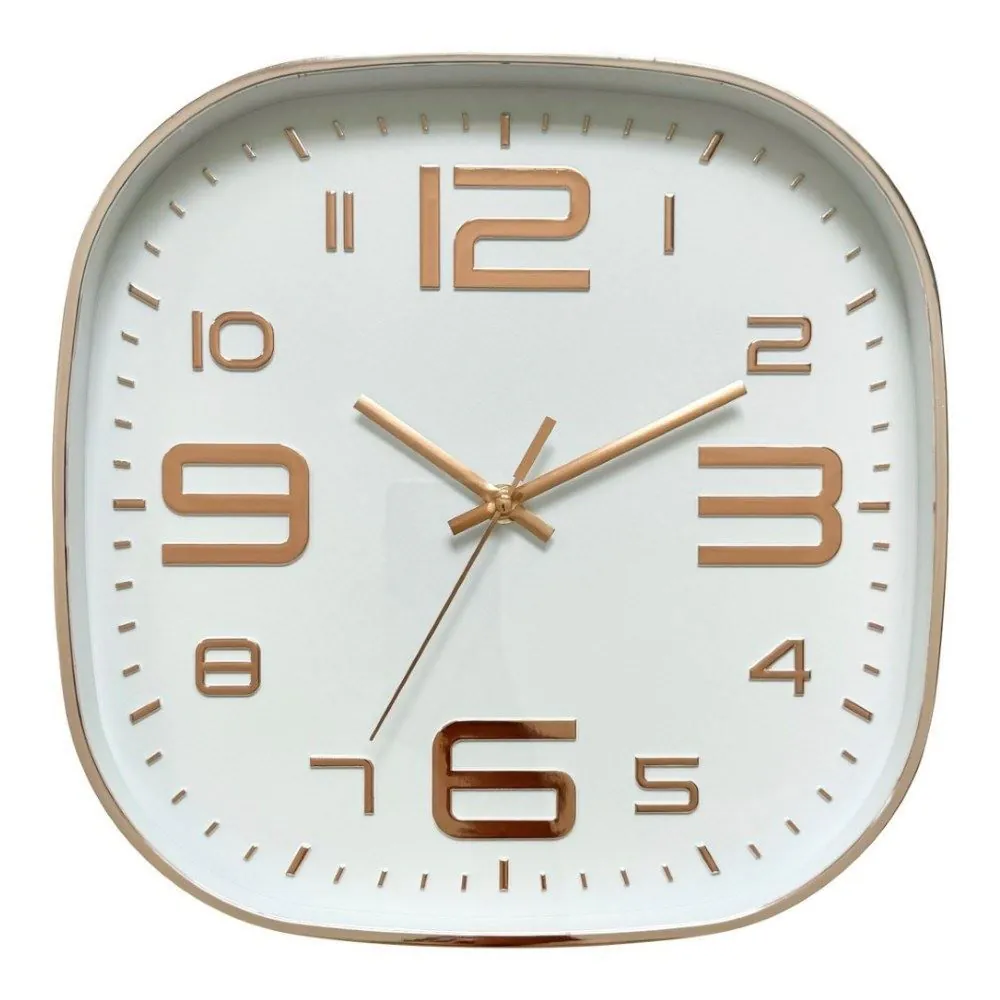 Relógio de Parede Quadrado Branco 30Cm - Rosé