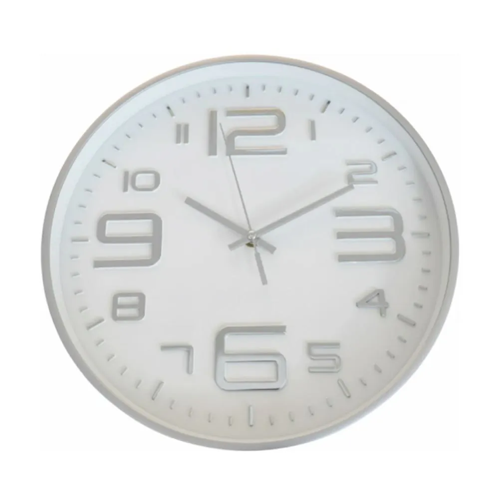 Relógio de Parede Redondo 30Cm - Prata