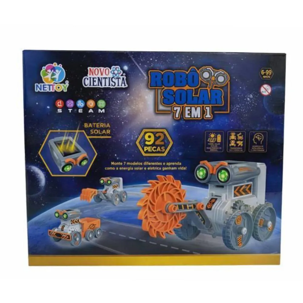 Kit Robô Solar 7 em 1 Novo Cientista Educativo Nettoy