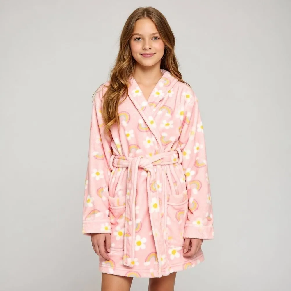 Roupão Infantil G Microfibra Lumini Kids - Arco Íris Rosa