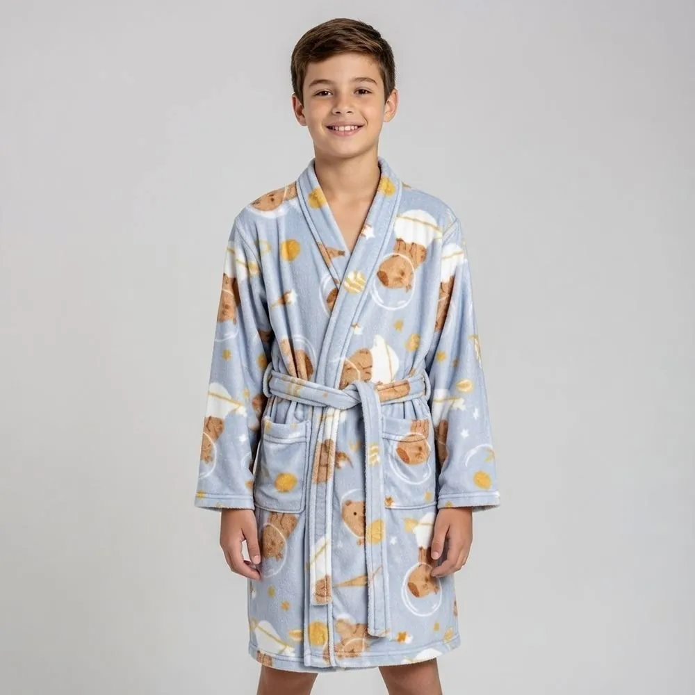 Roupão Infantil G Microfibra Lumini Kids - Capivara Astronauta