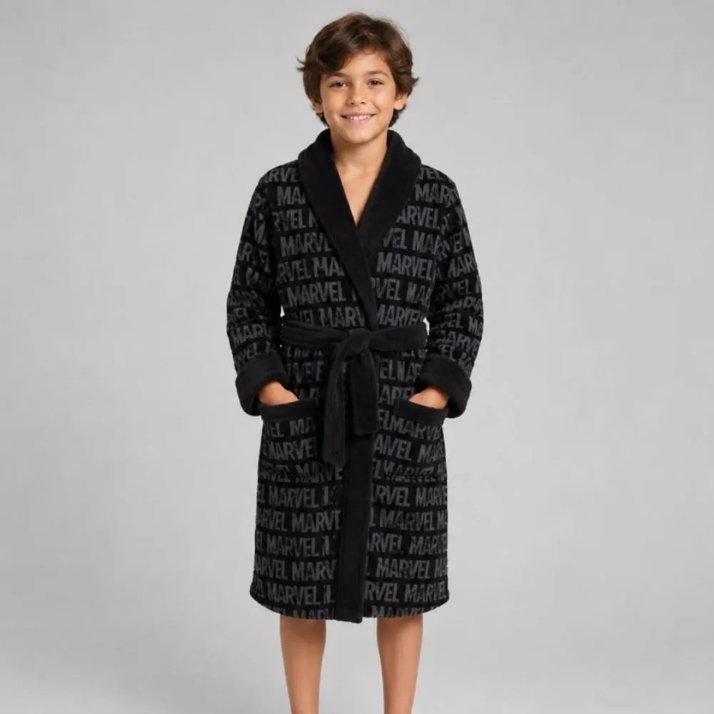 Roupão Infantil M Microfibra Disney - Marvel Black