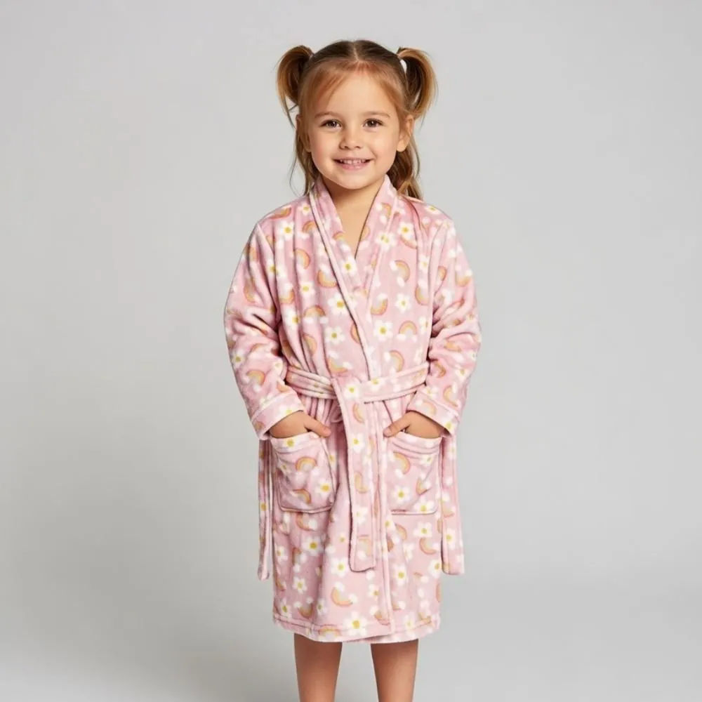 Roupão Infantil P Microfibra Lumini Kids - Arco Íris Rosa