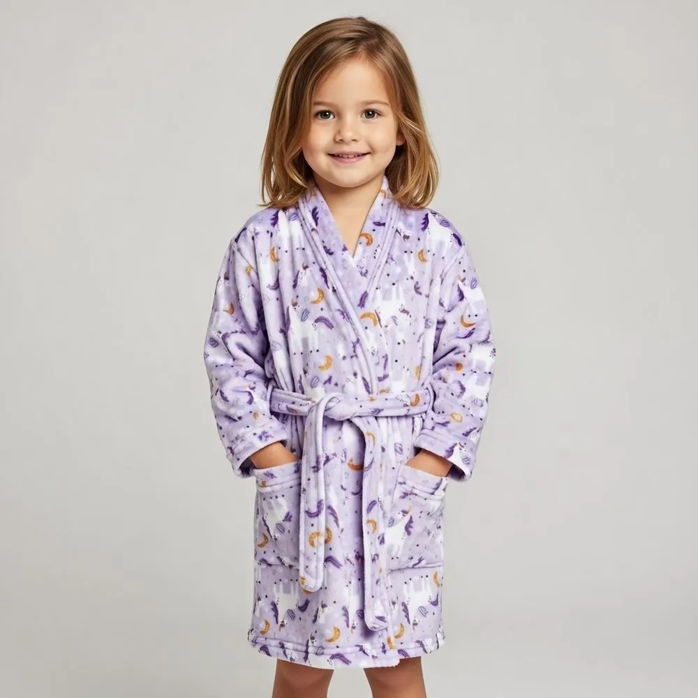 Roupão Infantil P Microfibra Lumini Kids - Unicórnio Lilás