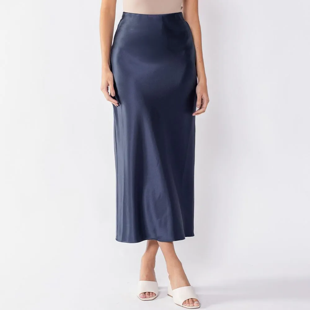 Saia Feminina de Cetim Boby Blues Azul Marinho