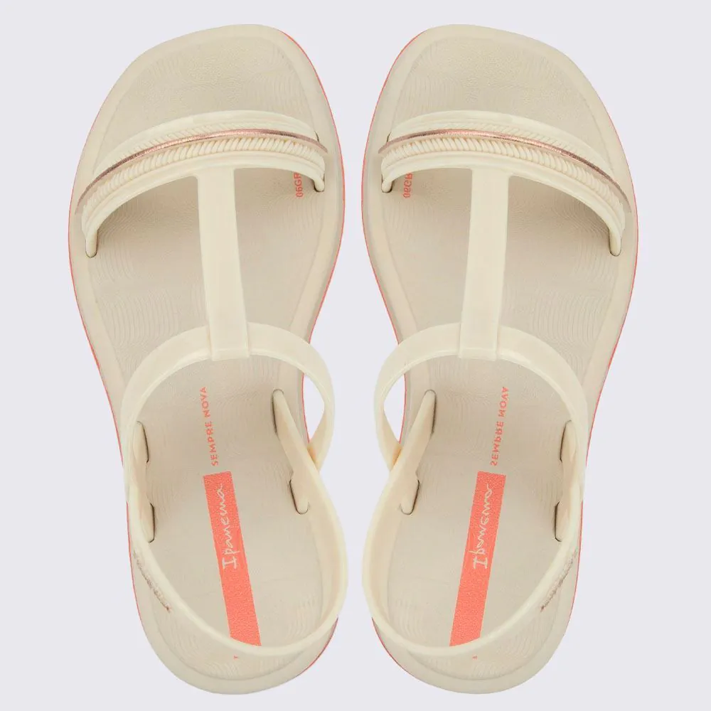 Sandália Ipanema Infantil Glow Off White/Rosa