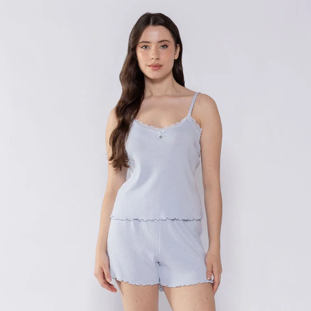 Short Doll Feminino de Tricot Camila Moretti Azul