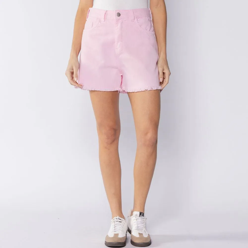 Short Feminino de Sarja Mom Boby Blues Rosa