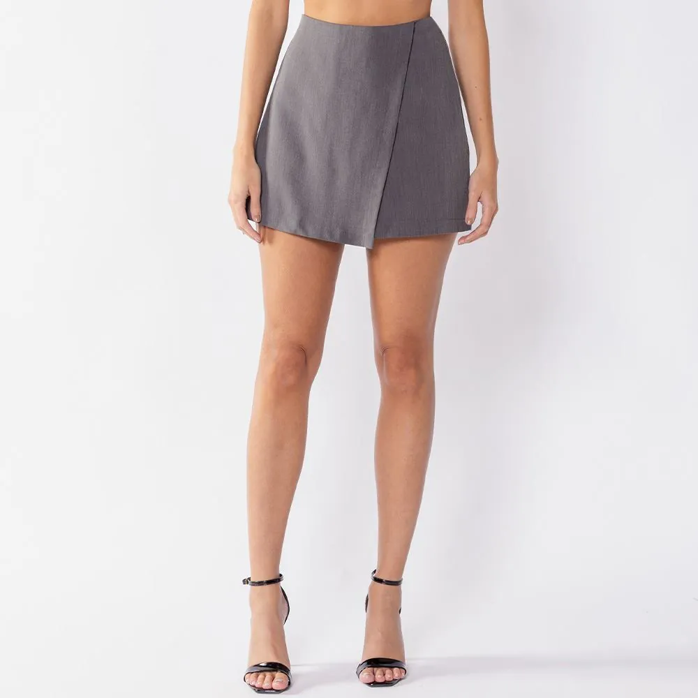 Short Saia Feminino de Alfaiataria Boby Blues Mescla