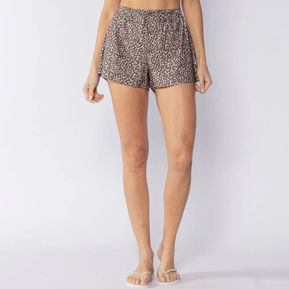 Short Saída de Praia Feminino Onça Boby Blues Animal Print