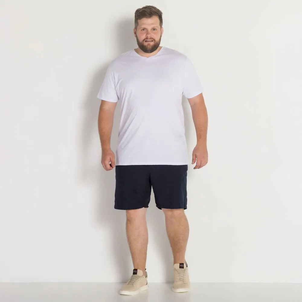 Shorts Plus Size Liso Marc Alain Azul Marinho
