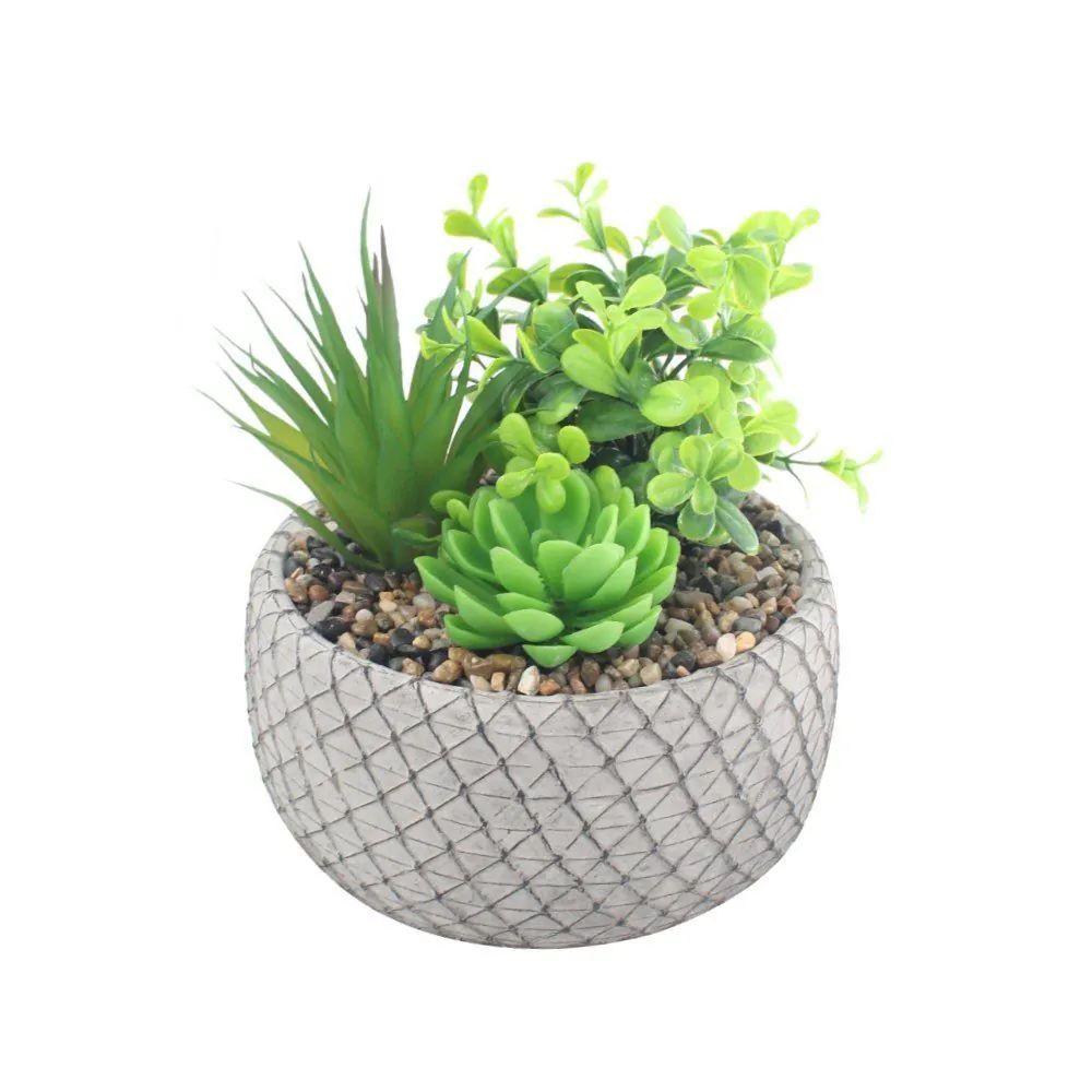 Suculenta Artificial com Vaso Cimento 16Cm - Sortido