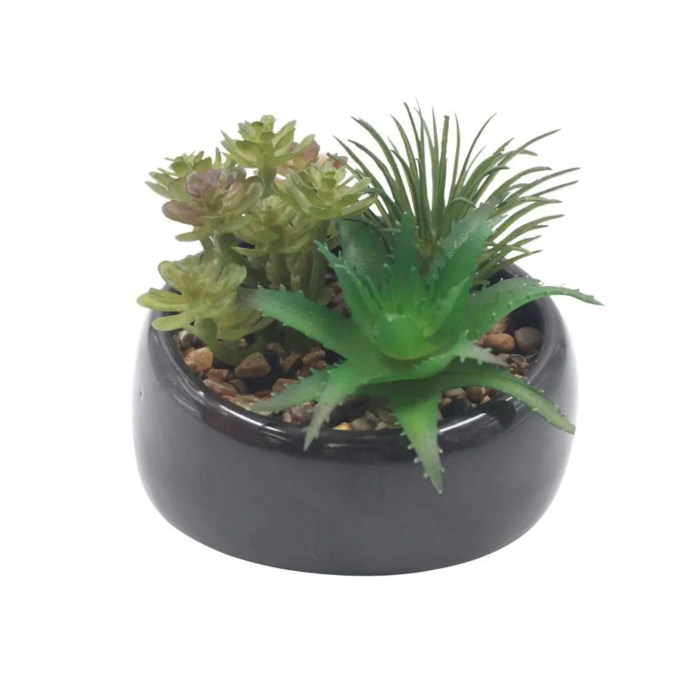 Suculenta Artificial com Vaso de Cerâmica 9Cm