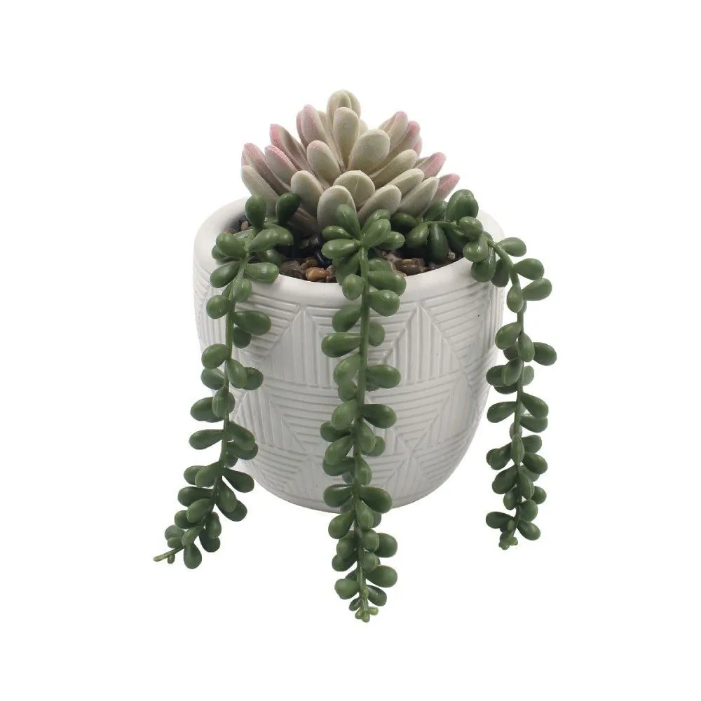 Suculenta Artificial com Vaso de Cimento 14,5Cm - Sortido