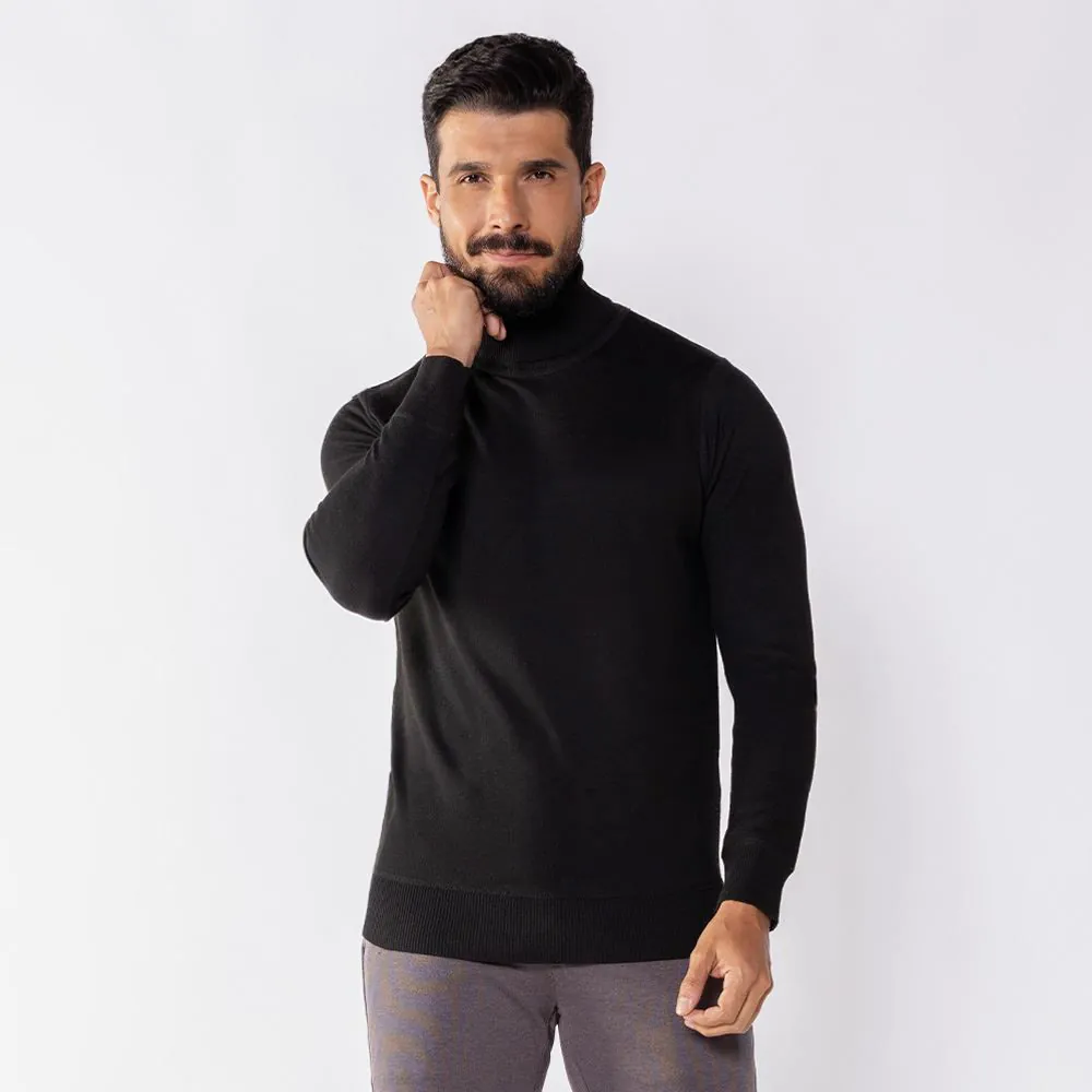 Suéter Masculino Gola Alta em Tricot Thing Preto