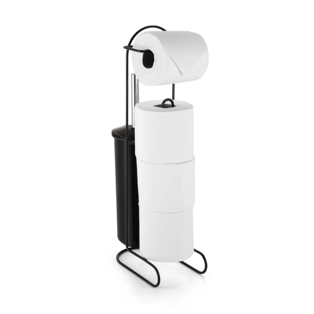 Suporte para Papel Higiênico com Escova Sanitária Black Arthi - Aço