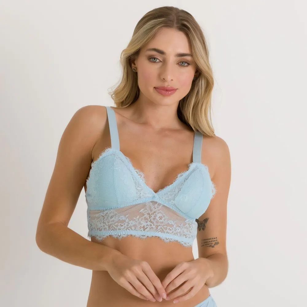 Sutiã Top em Renda Camila Moretti Azul Claro