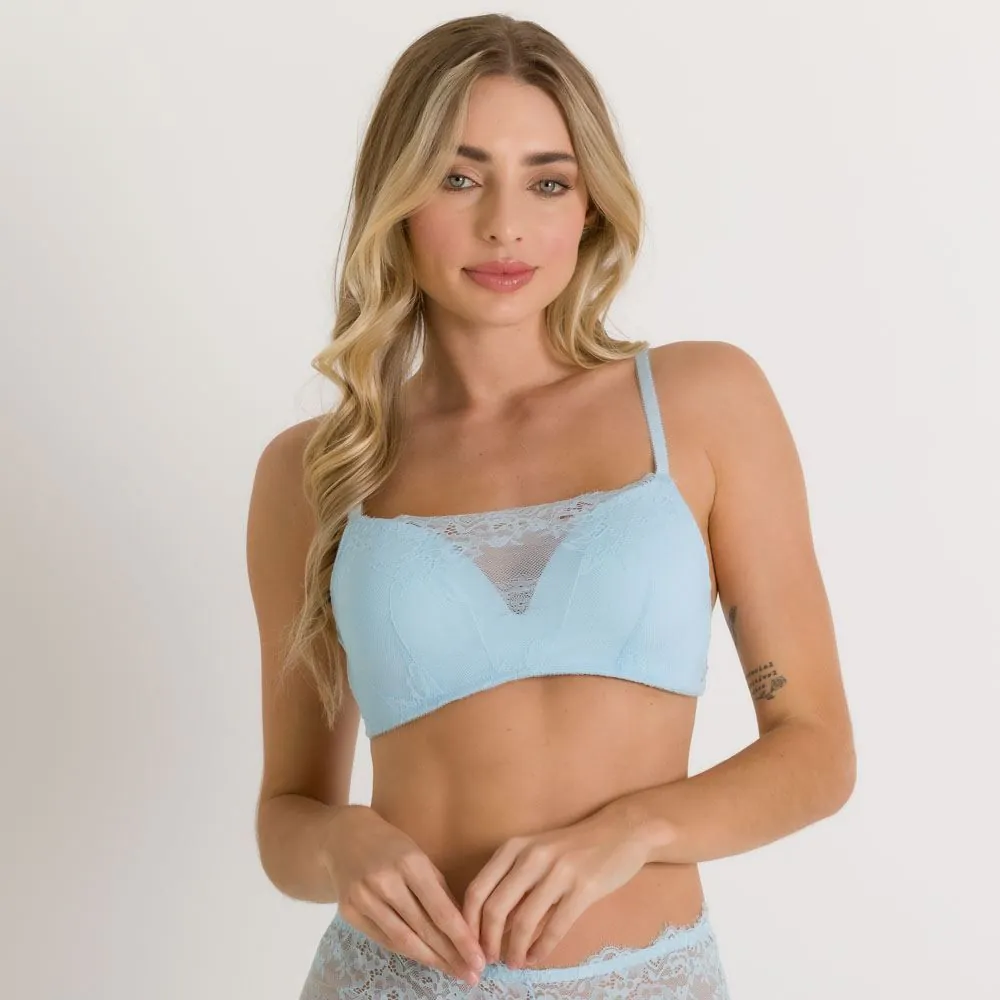 Sutiã Top em Renda de Poliamida Camila Moretti Azul Claro