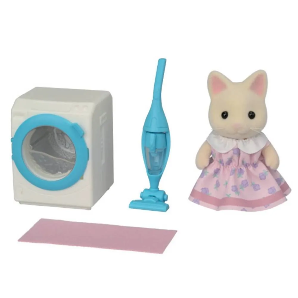 Sylvanian Families Conjunto Lavagem e Limpeza Menina Gato Primavera Epoch - 5775