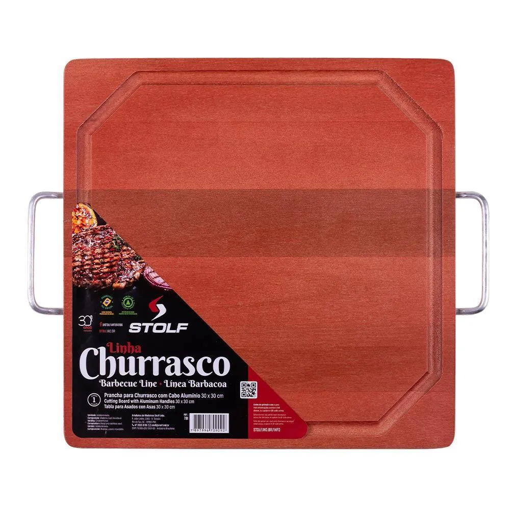 Tábua de Churrasco 30X30cm com Cabo Alumínio Stolf - 781