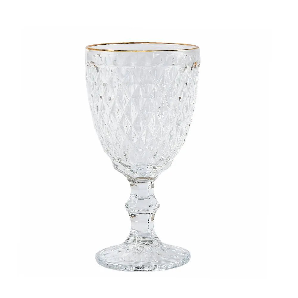 Taça de Água Bico de Abacaxi com Filete Dourado Lyor - 325ml