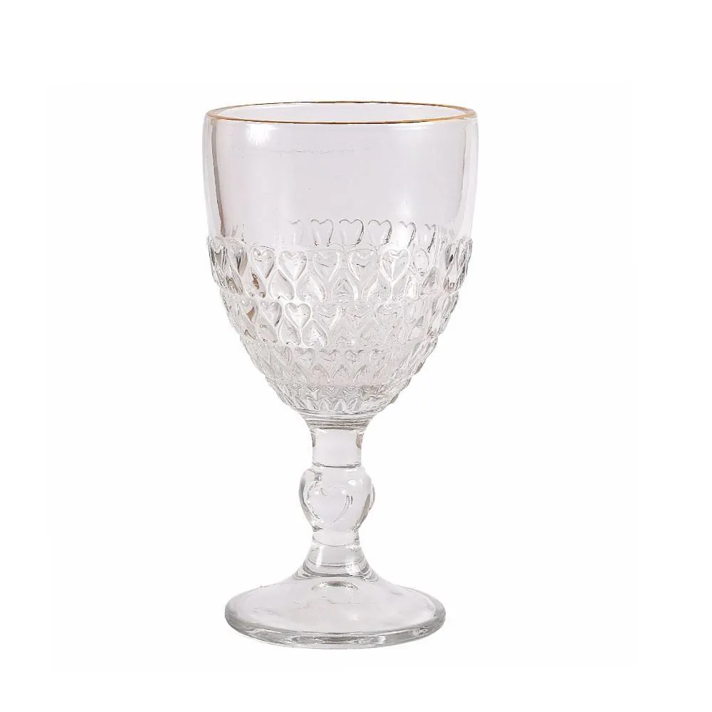 Taça de Água Coração com Filete Dourado Lyor - 320ml