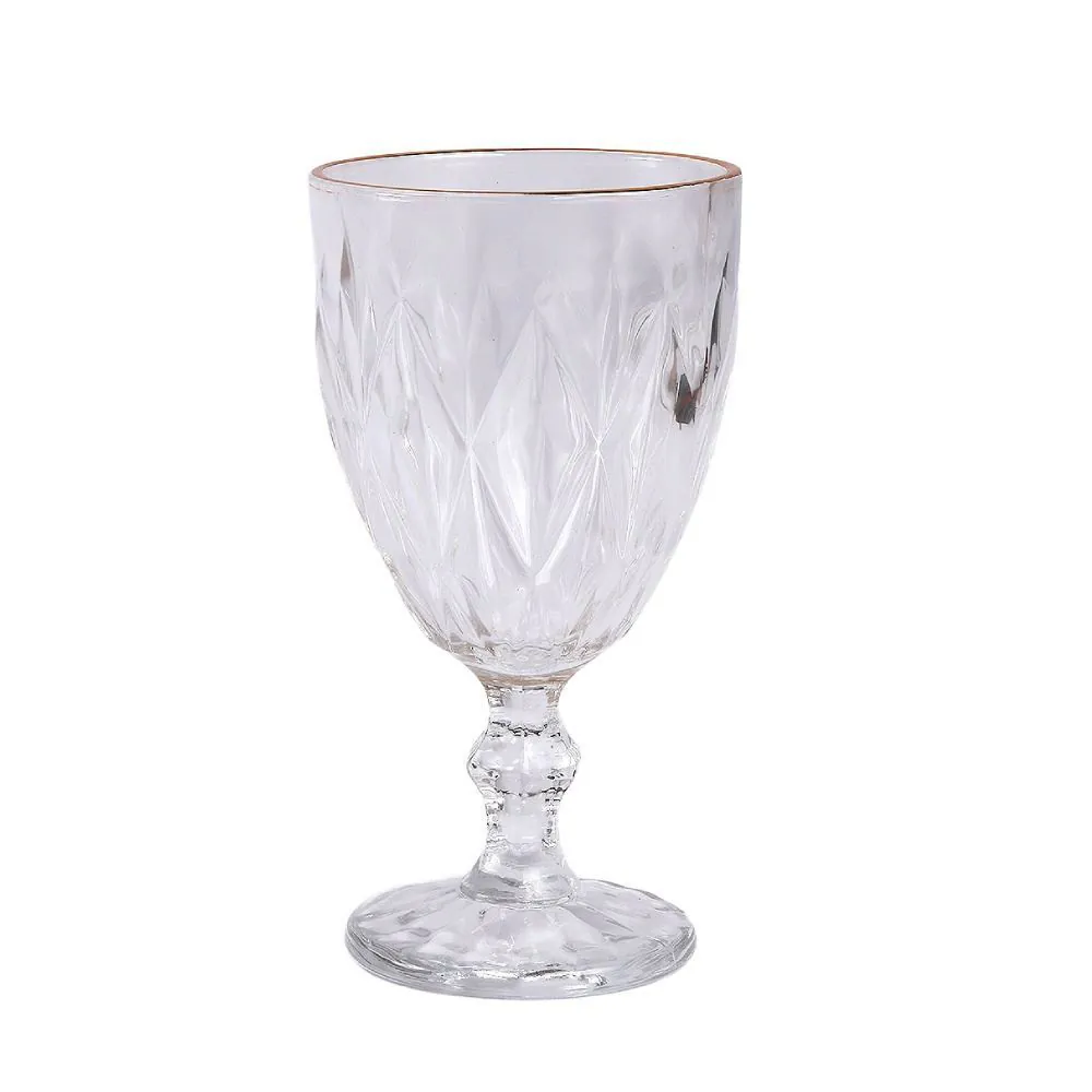 Taça de Água com Filete Dourado 320Ml - Transparente