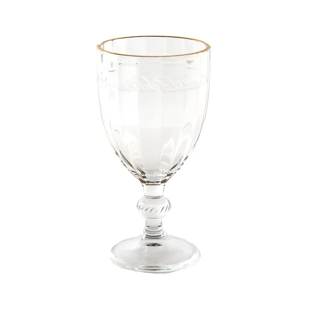 Taça de Água Imperial Filete Dourado Lyor 320Ml - Transparente