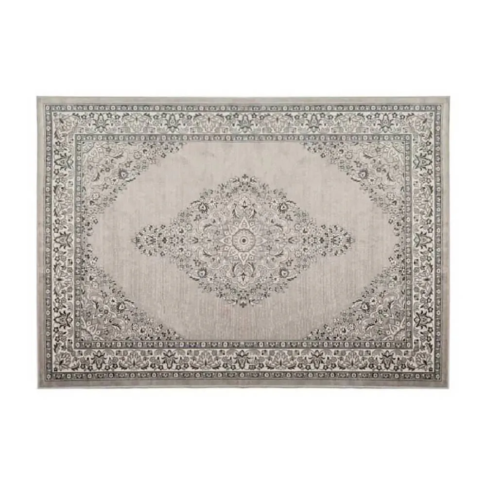 Tapete para Quarto e Sala 1,00X1,40 m Belga - Moldura Cinza e Bege