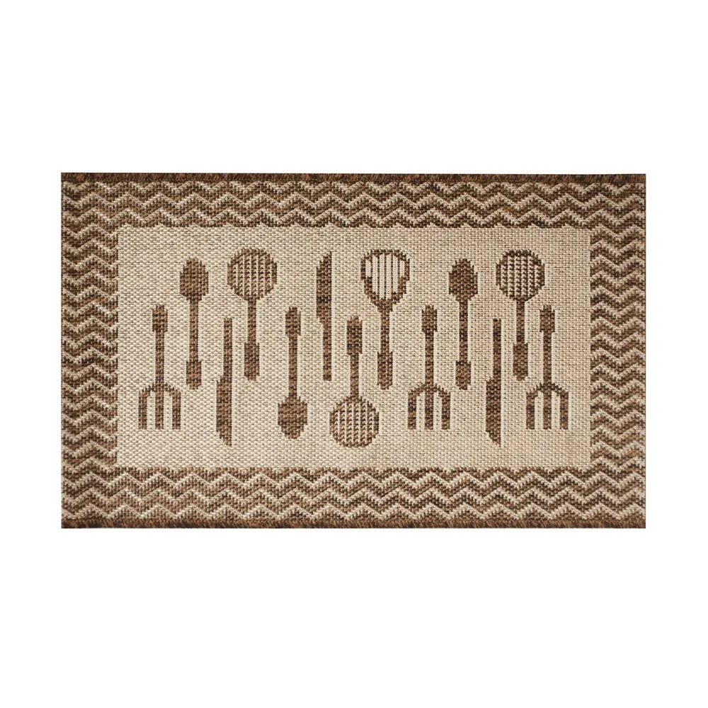 Tapete para Cozinha Cancun 50X80 Cm Sisal - Talheres Marrom