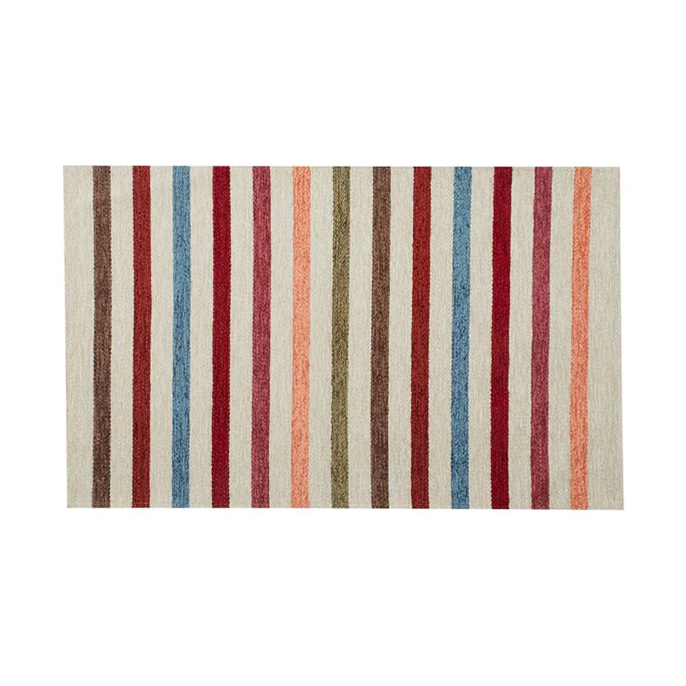 Tapete para Quarto e Sala Chenille 55X85 cm - Off White Listrado