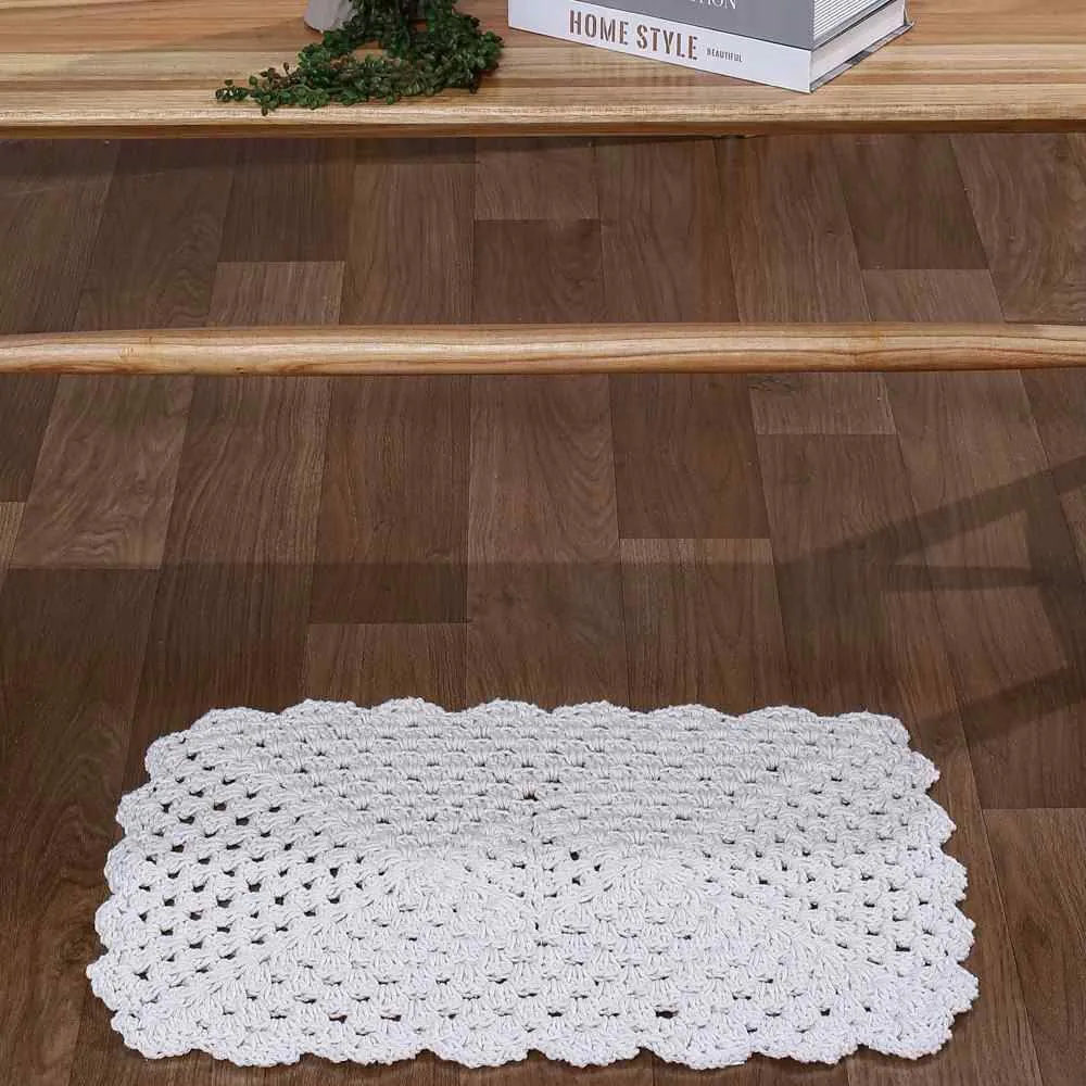 Tapete de Crochê Florisbella 40X60cm - Branco