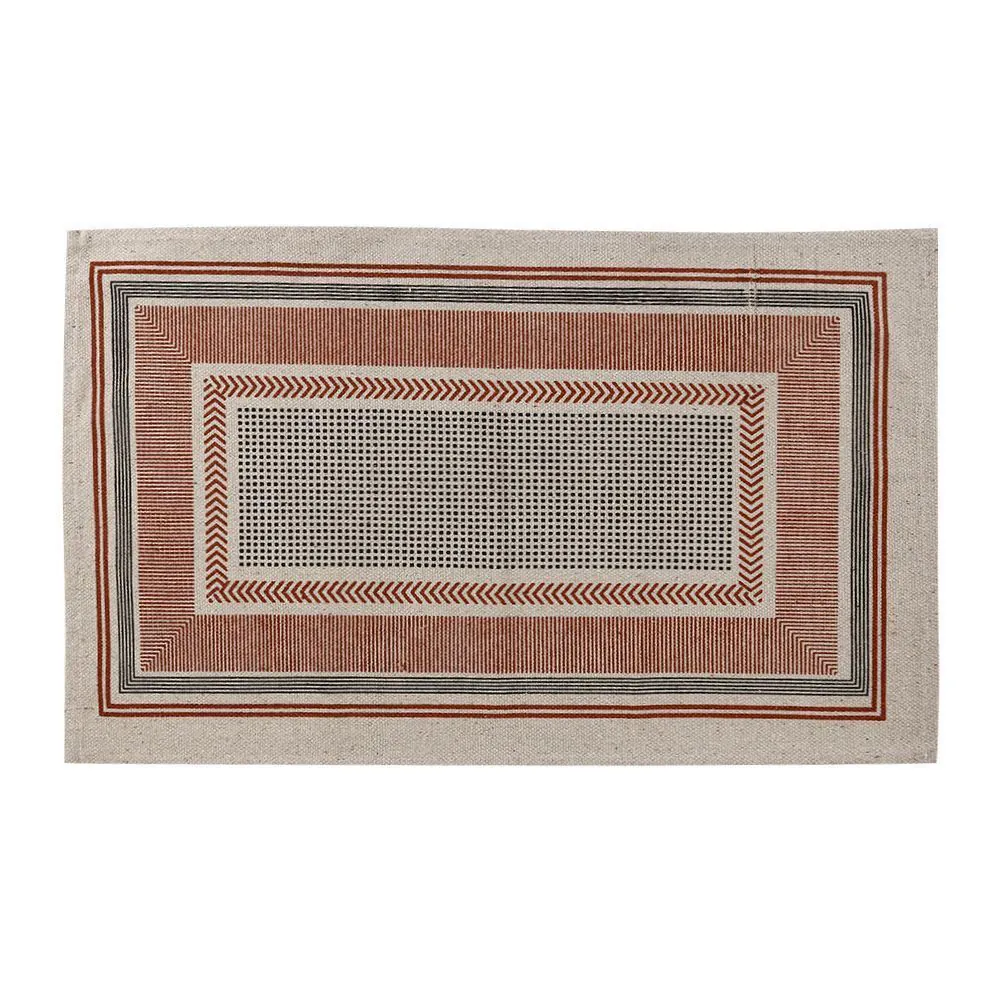Tapete para Quarto Ou Sala 50X80 Cm Ladrilho - Moldura Ferrugem