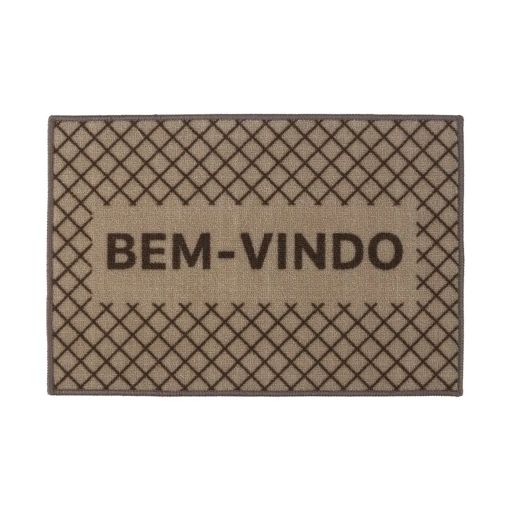 Tapete Capacho de Entrada Divertido 40X60cm - Bem Vindo Bege