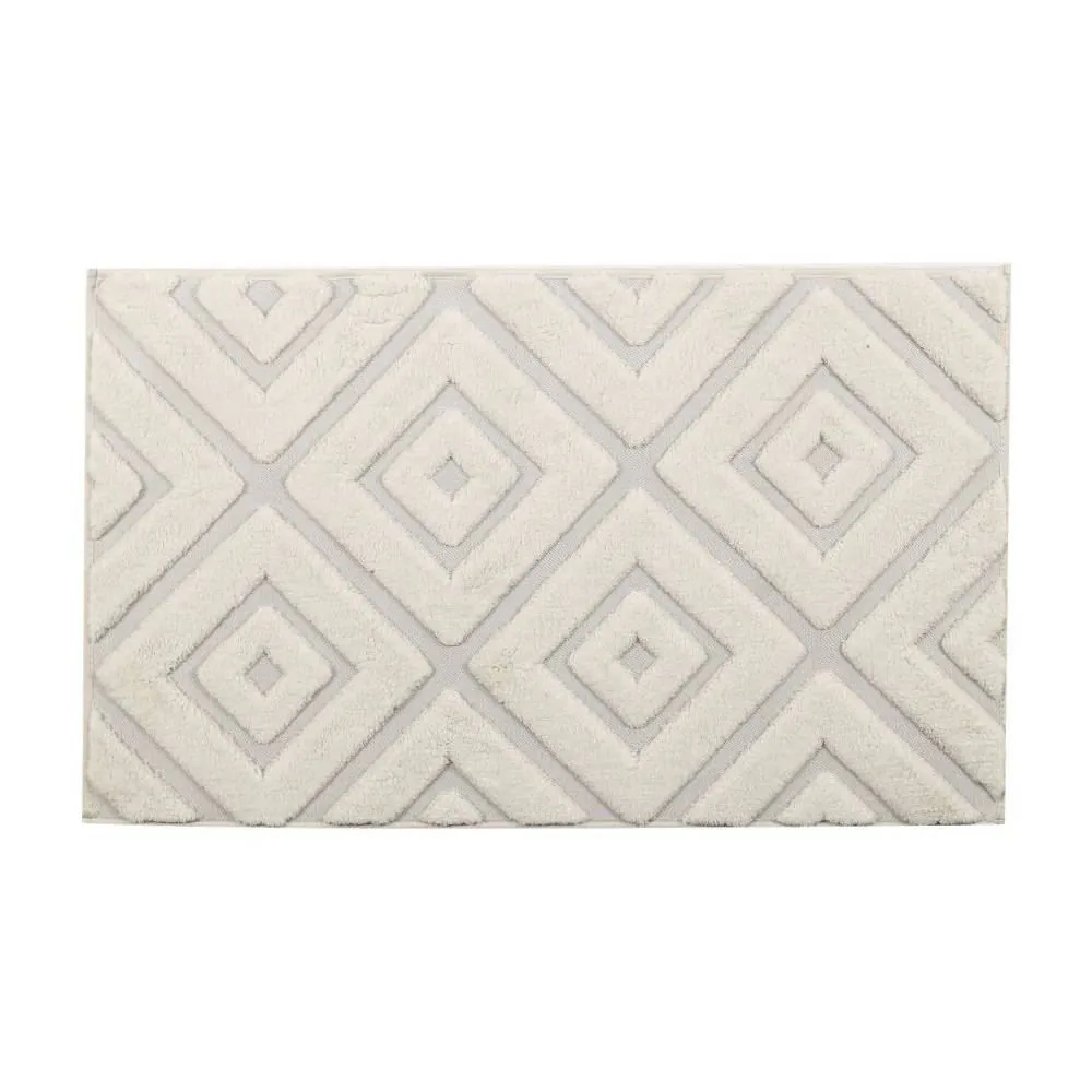 Tapete para Quarto e Sala 60Cmx100cm Milano - Marfim Losango