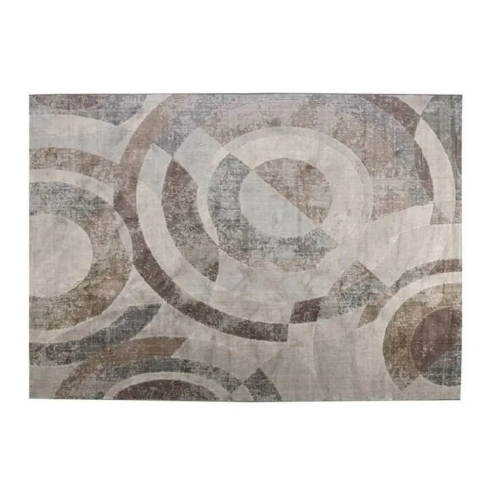 Tapete para Quarto e Sala 1,40X2,00M Platinium - Círculos Cinza e Bege