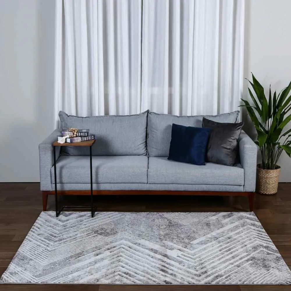 Tapete para Quarto e Sala 1,40X2,00M Platinium - Geo Cinza