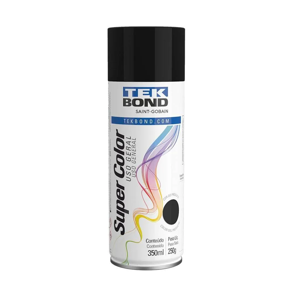 Tinta Spray Super Color Preto Fosco Uso Geral 350Ml - 69957327008