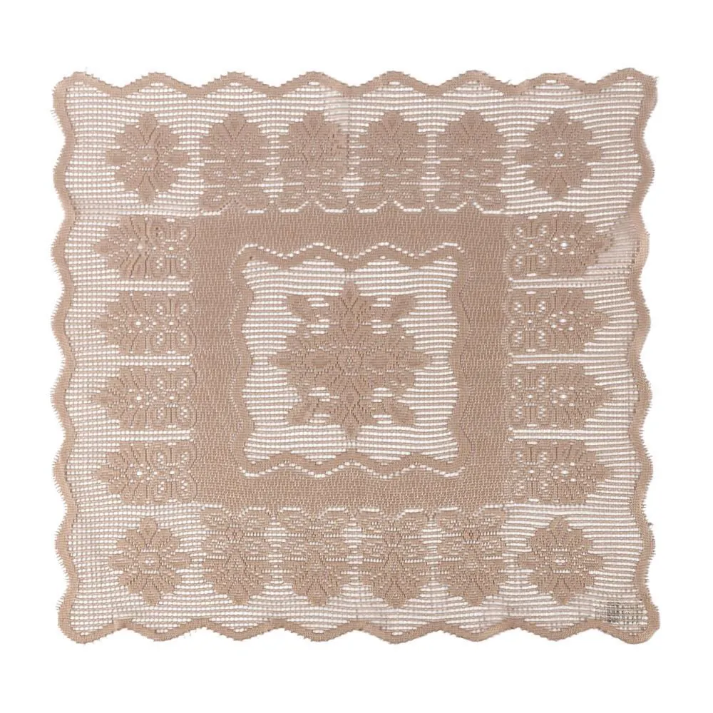Toalha Centro de Mesa Quadrada 75Cm X 75Cm Arabesco - Bege