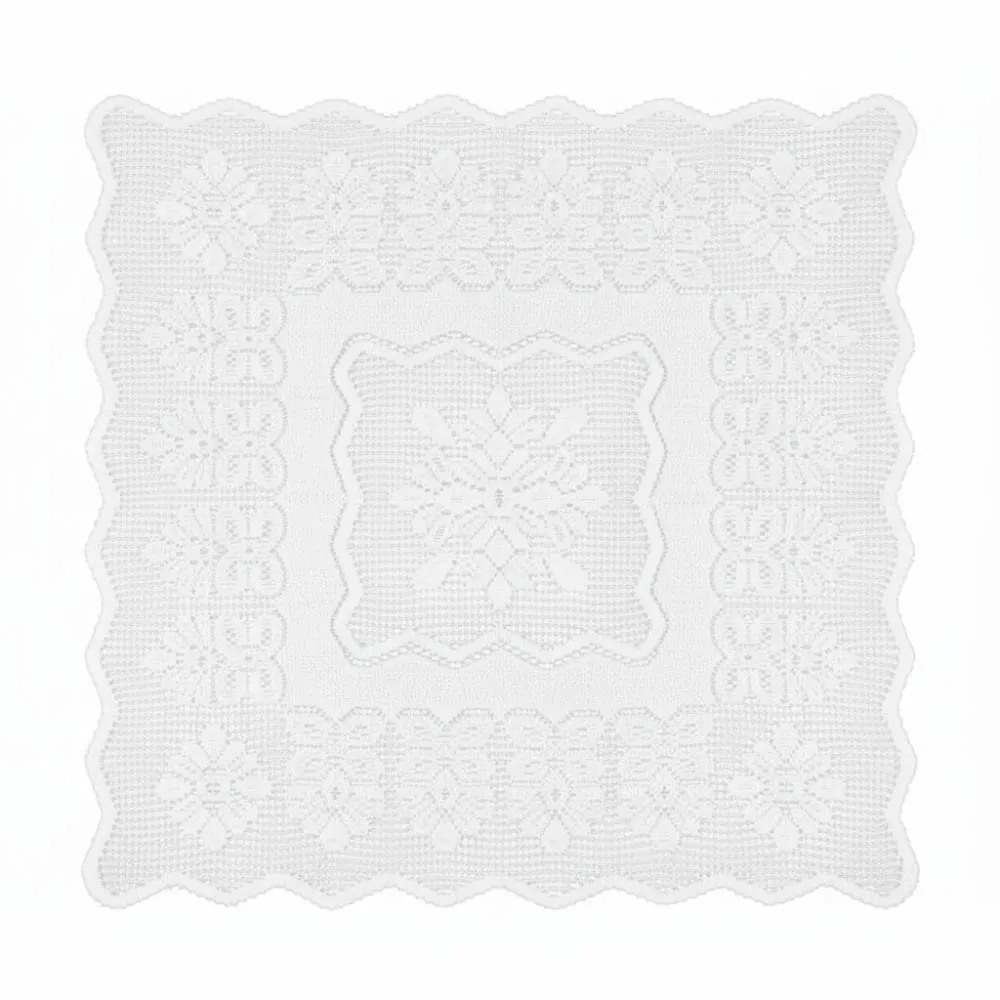 Toalha Centro de Mesa Quadrada 75Cm X 75Cm Arabesco - Branco