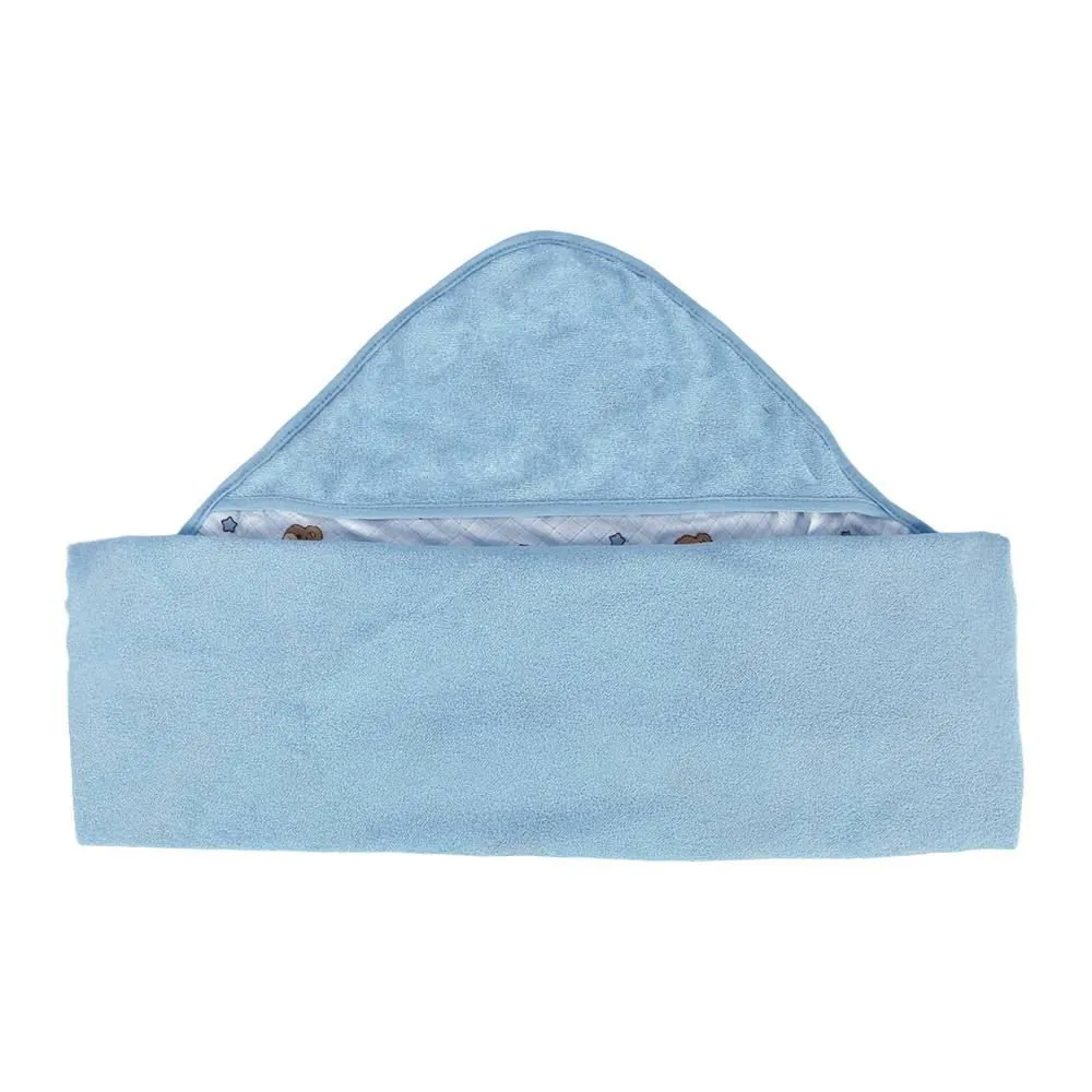 Toalha com Capuz de Canto Plush Baby - Urso Azul