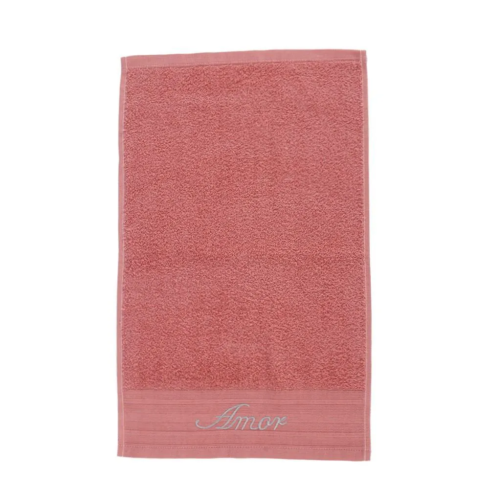Toalha de Lavabo Bordada Desejos - Amor Rosa