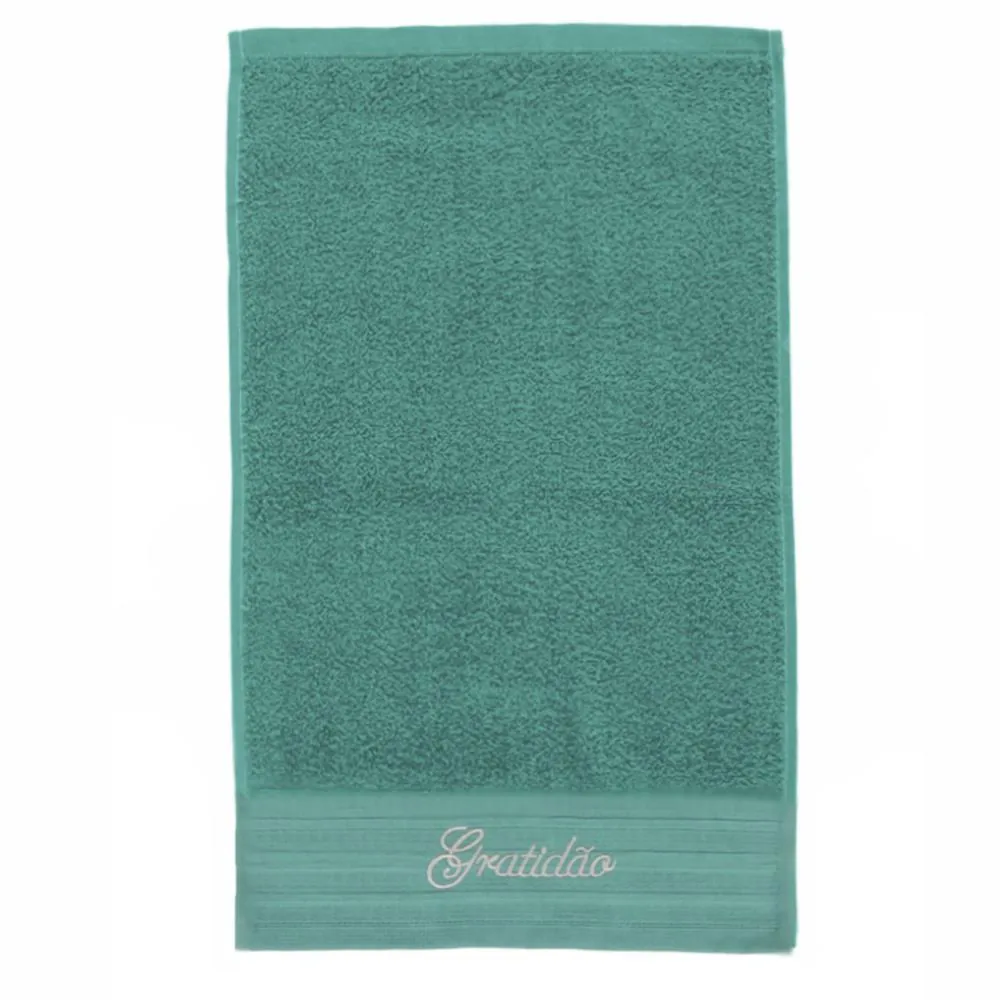 Toalha de Lavabo Bordada Desejos - Verde Gratidão