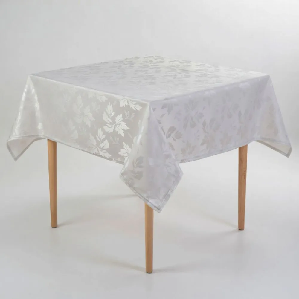 Toalha de Mesa 1,35M X 1,35M Elegance - Folhas Cinza